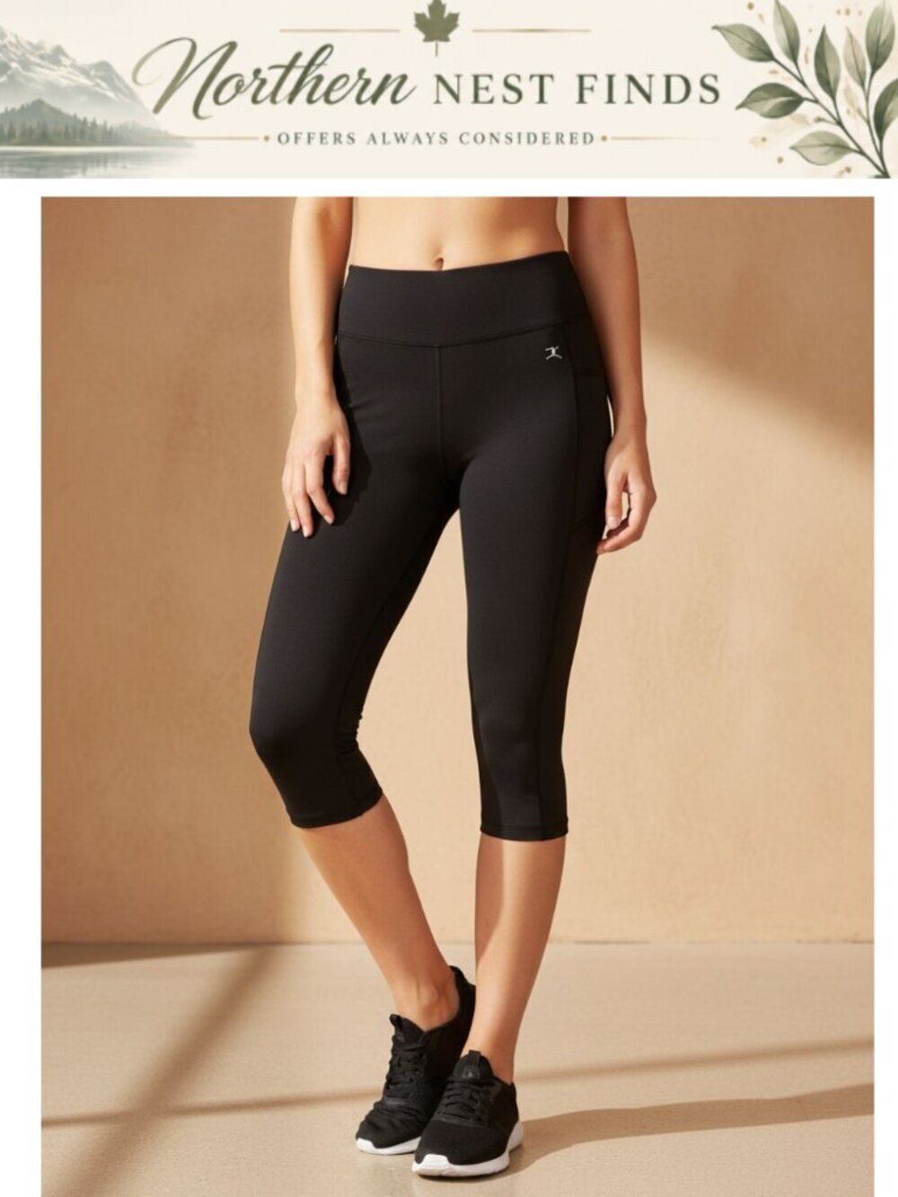 Women's Capri Leggings Athletic Crop Pull On Mid Rise Wicking